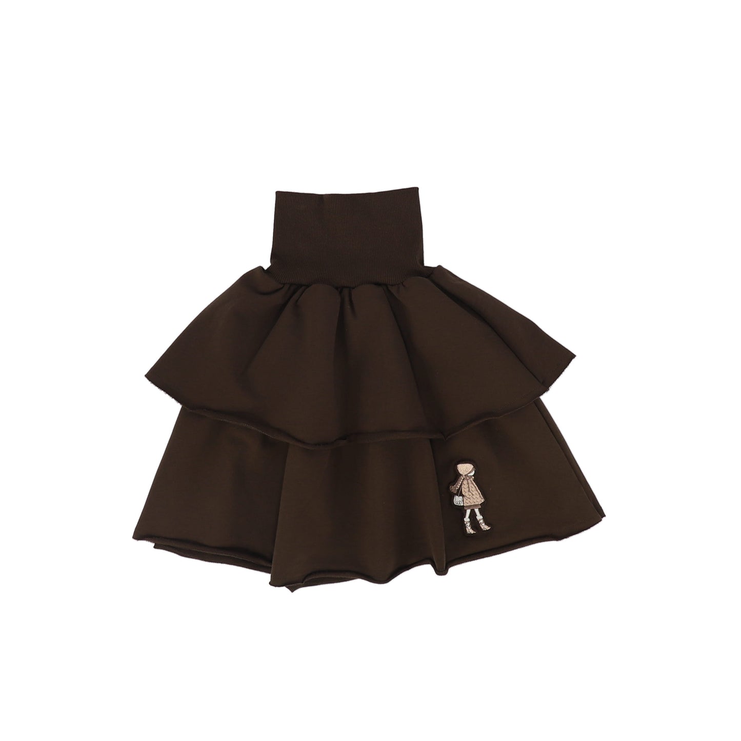 LITTLE PARNI BROWN TERRY PANEL SKIRT