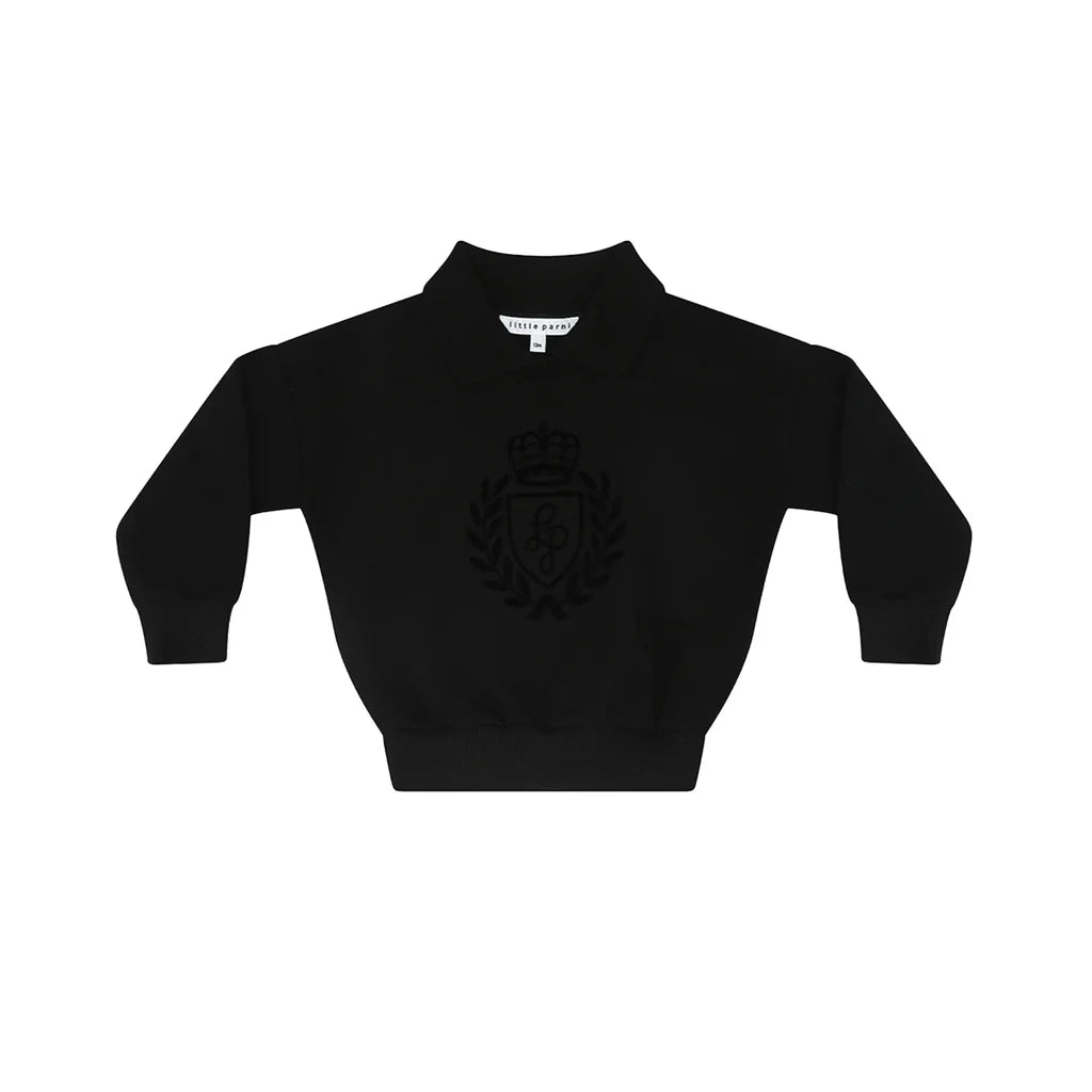 LITTLE PARNI BLACK LOGO FLOCKING COLLAR SWEATSHIRT [FINAL SALE]