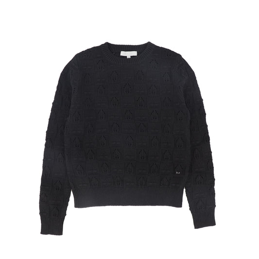 BACE COLLECTION BLACK CHECKED BUBBLE KNIT SWEATER