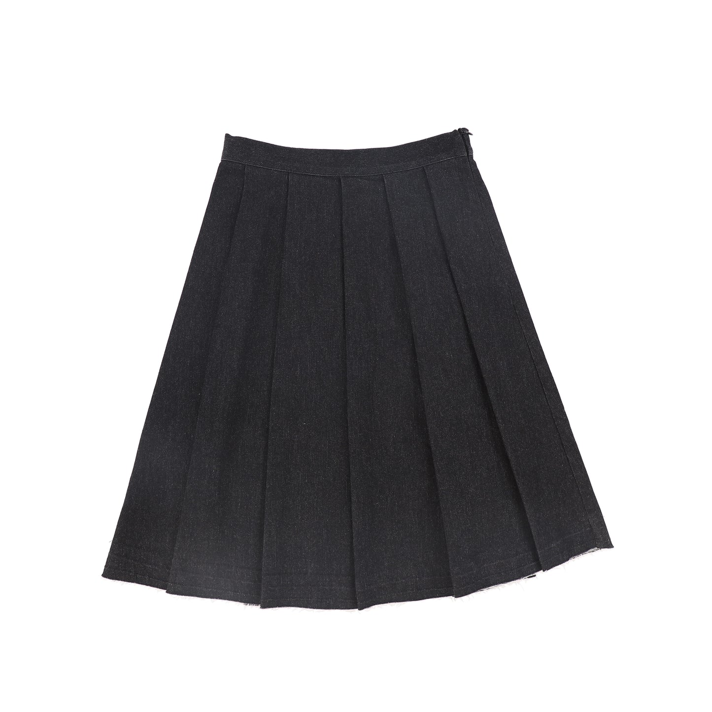 BACE COLLECTION BLACK DENIM FLAIR PLEAT SKIRT