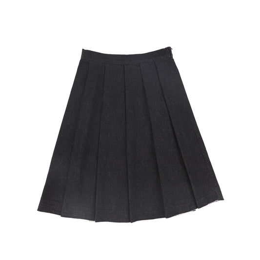 BACE COLLECTION BLACK DENIM FLAIR PLEAT SKIRT