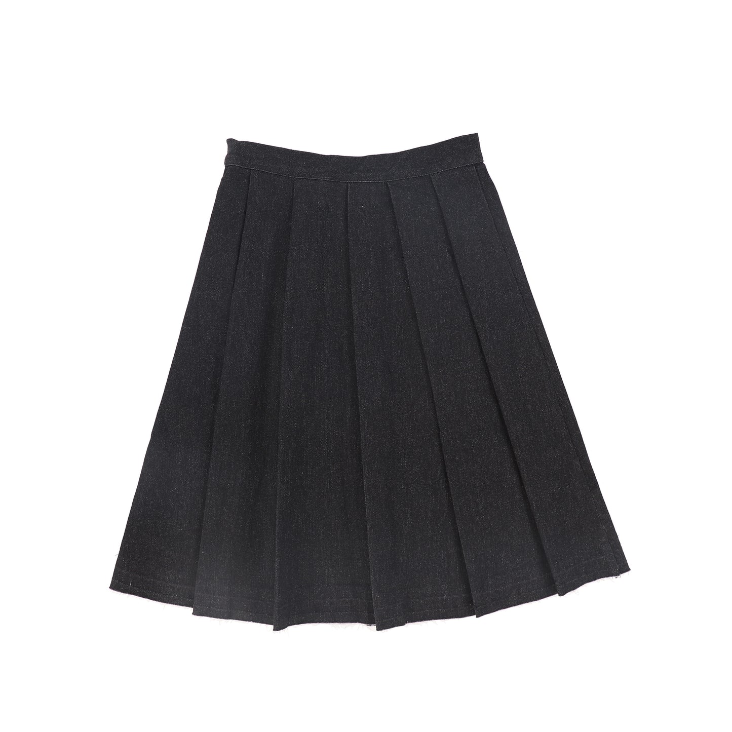 BACE COLLECTION BLACK DENIM FLAIR PLEAT SKIRT
