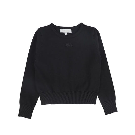 BACE COLLECTION BLACK LOGO EMBROIDERED CREWNECK SWEATER