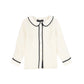 FRANCESCA GUILIANO CREAM/BLACK PIPED SILK BLOUSE