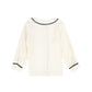 FRANCESCA GUILIANO CREAM/BLACK PIPED SILK BLOUSE