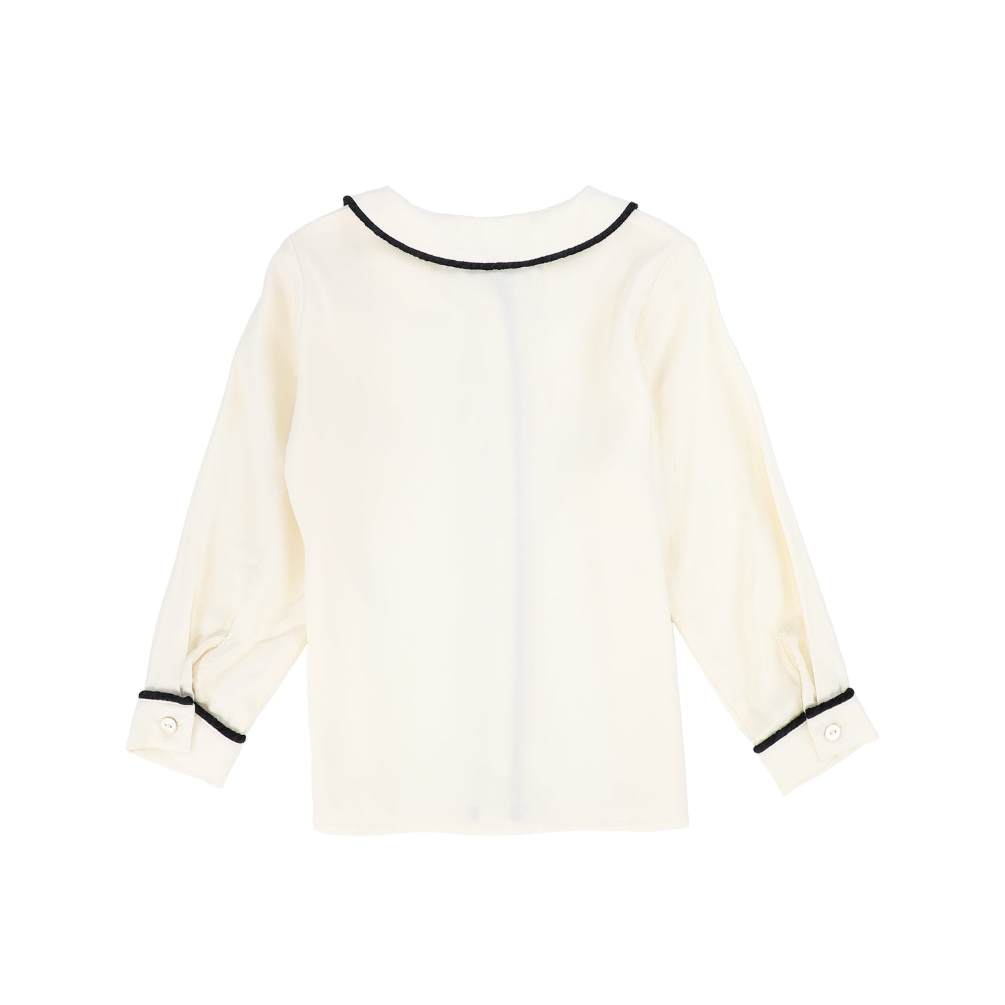 FRANCESCA GUILIANO CREAM/BLACK PIPED SILK BLOUSE