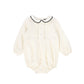 FRANCESCA GUILIANO CREAM/BLACK VELVET PIPED ROMPER