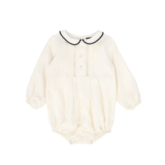 FRANCESCA GUILIANO CREAM/BLACK VELVET PIPED ROMPER