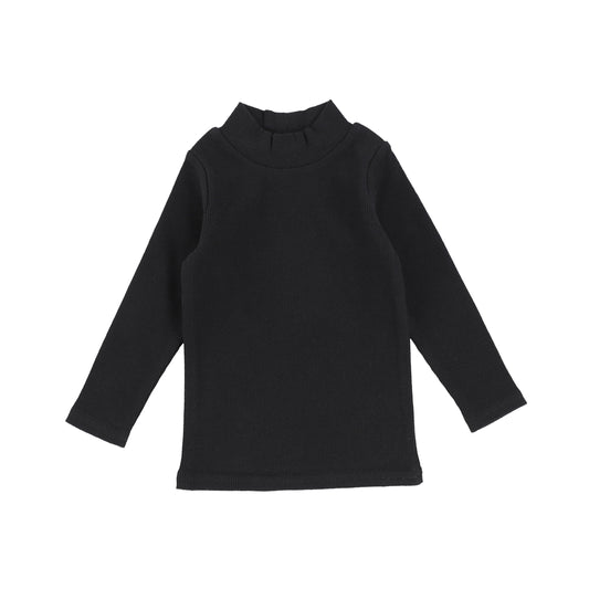 LIL LEGS BLACK RIBBED MOCK NECK [FINAL SALE]