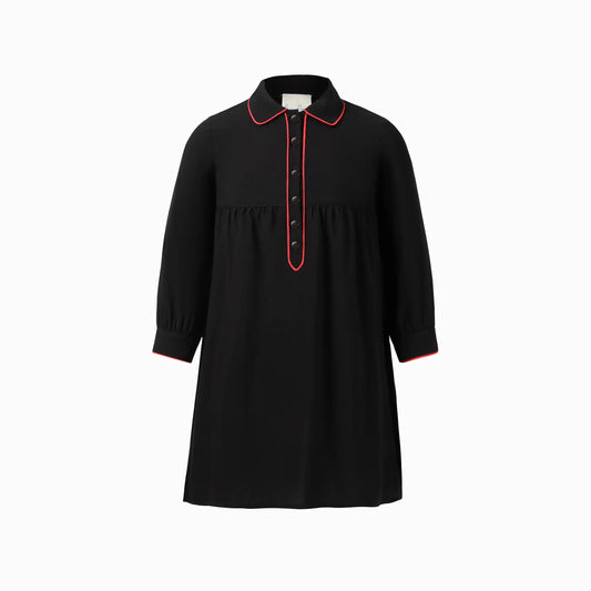 PUVU PIOR BLACK/RED PIPED TRIM DRESS
