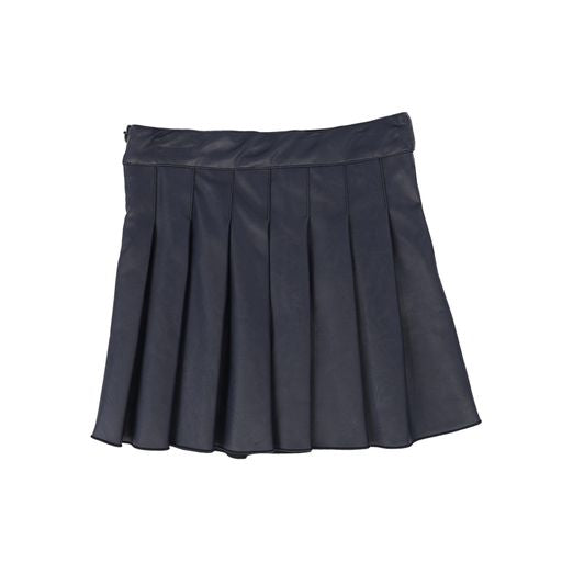 PICCOLA LUDO NAVY LEATHER PLEAT SKIRT [Final Sale]