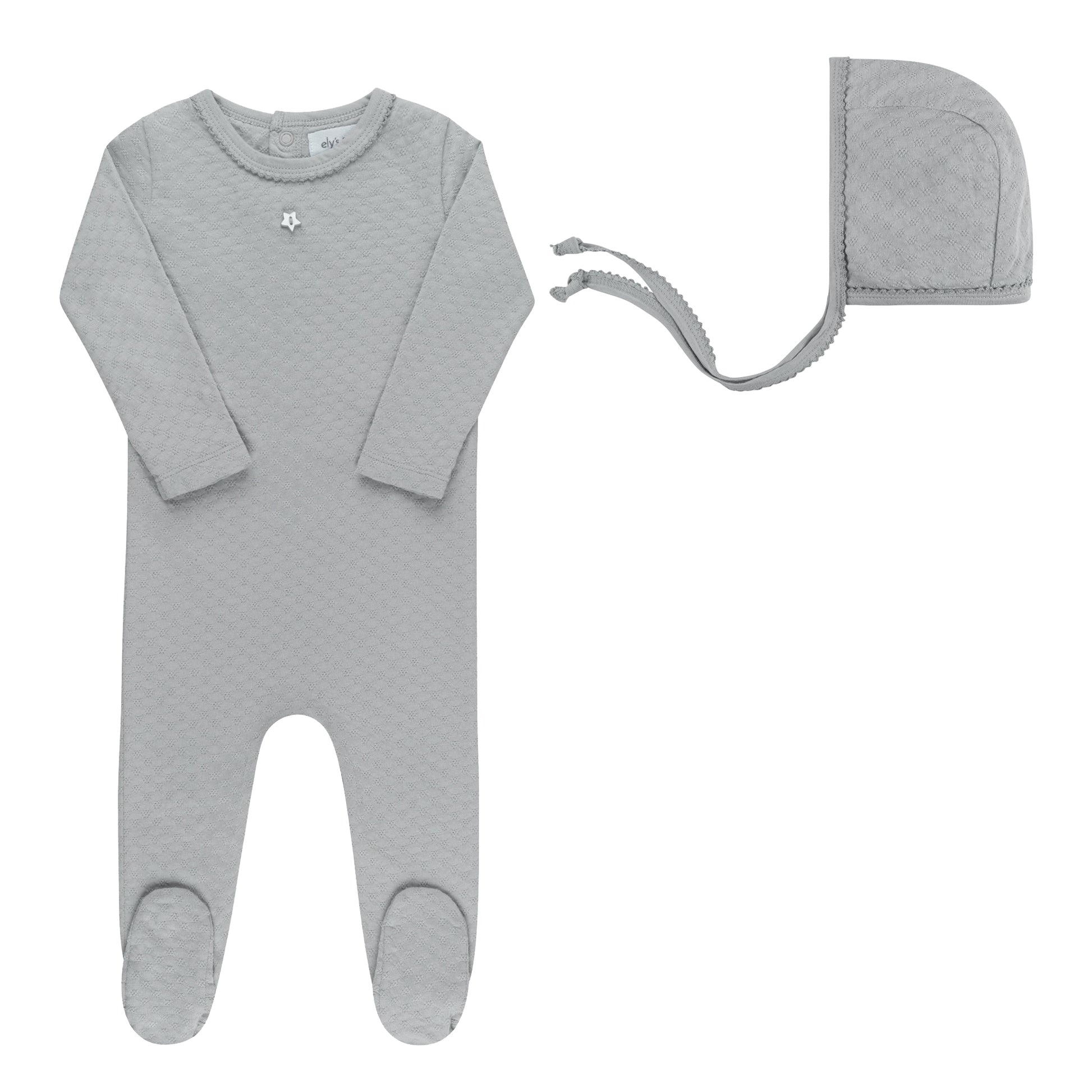 Ely's & Co Pointelle Star Footie & Bonnet - Ivory Ely's & Co Pointelle Star Footie & Bonnet - Ivory