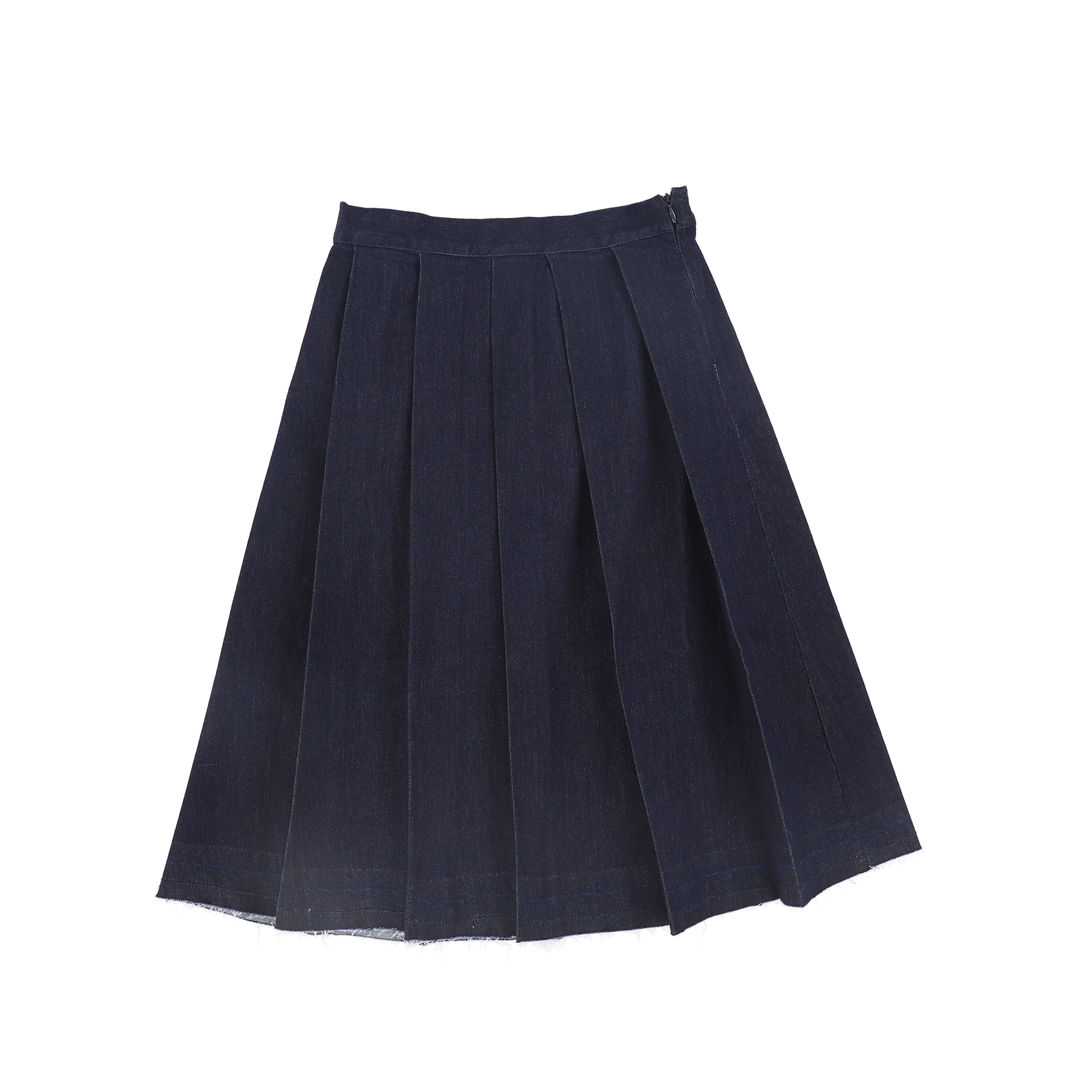 BACE COLLECTION BLUE DENIM FLAIR PLEAT SKIRT [FINAL SALE] – Luibelle