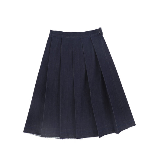 BACE COLLECTION BLUE DENIM FLAIR PLEAT SKIRT