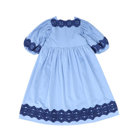 THE MIDDLE DAUGHTER BLUE/NAVY LACE TRIM DRESS