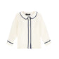 FRANCESCA GUILIANO CREAM/BLUE PIPED SILK BLOUSE