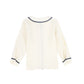 FRANCESCA GUILIANO CREAM/BLUE PIPED SILK BLOUSE
