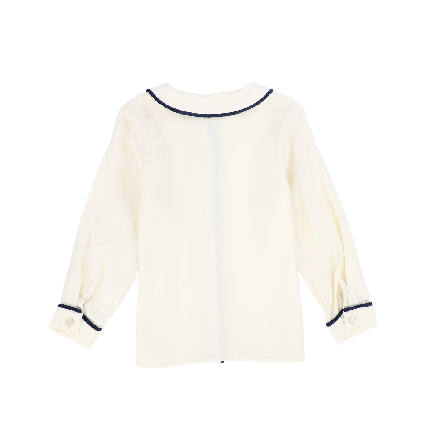 FRANCESCA GUILIANO CREAM/BLUE PIPED SILK BLOUSE
