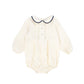 FRANCESCA GUILIANO CREAM/BLUE VELVET PIPED ROMPER