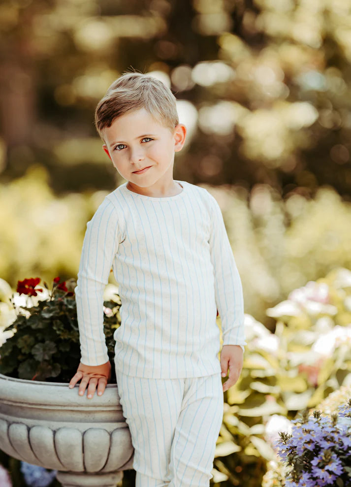 LAMOUR LOU BLUE/GREY SCALLOP PRINT PAJAMAS