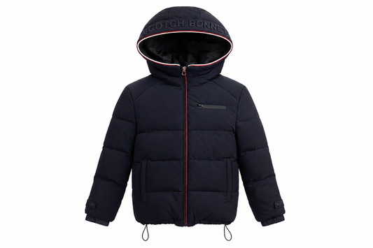 SCOTCH BONNET NAVY/RED TRIM DRAWSTRING COAT