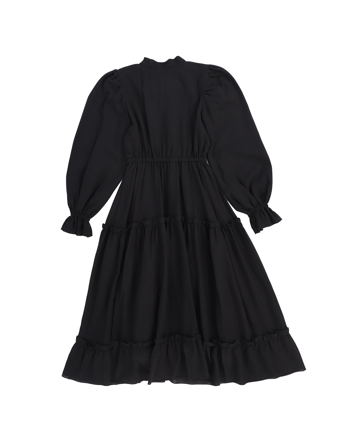 VENERA ARAPU BLACK WAISTED TIERED MIDI DRESS [FINAL SALE]