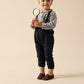 ANALOGIE NAVY PLAID EDITION BOYS LONG ROMPER