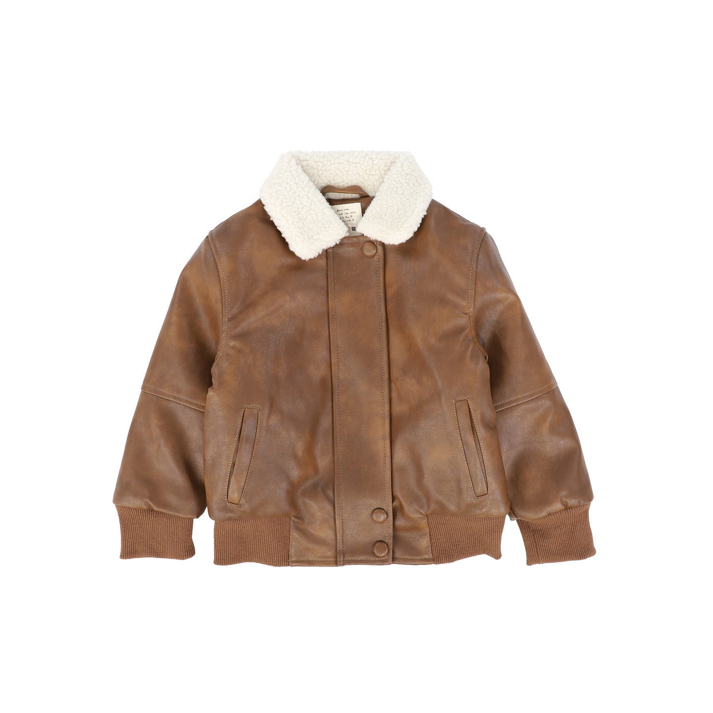 PLEASE MOM BROWN LEATHER SHERPA LINED JACKET