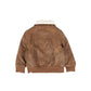 PLEASE MOM BROWN LEATHER SHERPA LINED JACKET