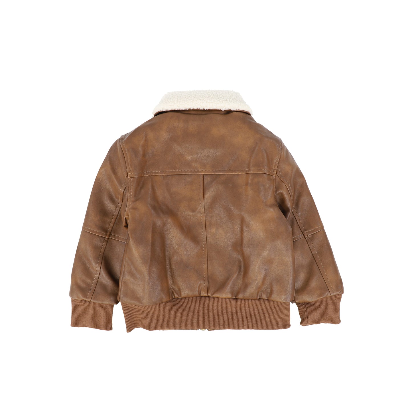 PLEASE MOM BROWN LEATHER SHERPA LINED JACKET