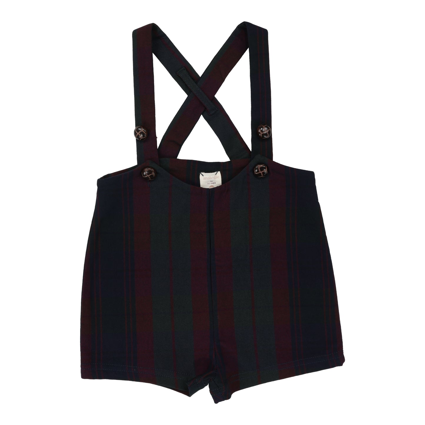 ANALOGIE NAVY/BURGUNDY PLAID SUSPENDER SHORTS [FINAL SALE]