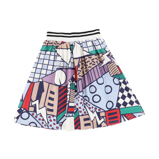 BAMBOO MULTI COLORED ABSTRACT PRINT SKIRT
