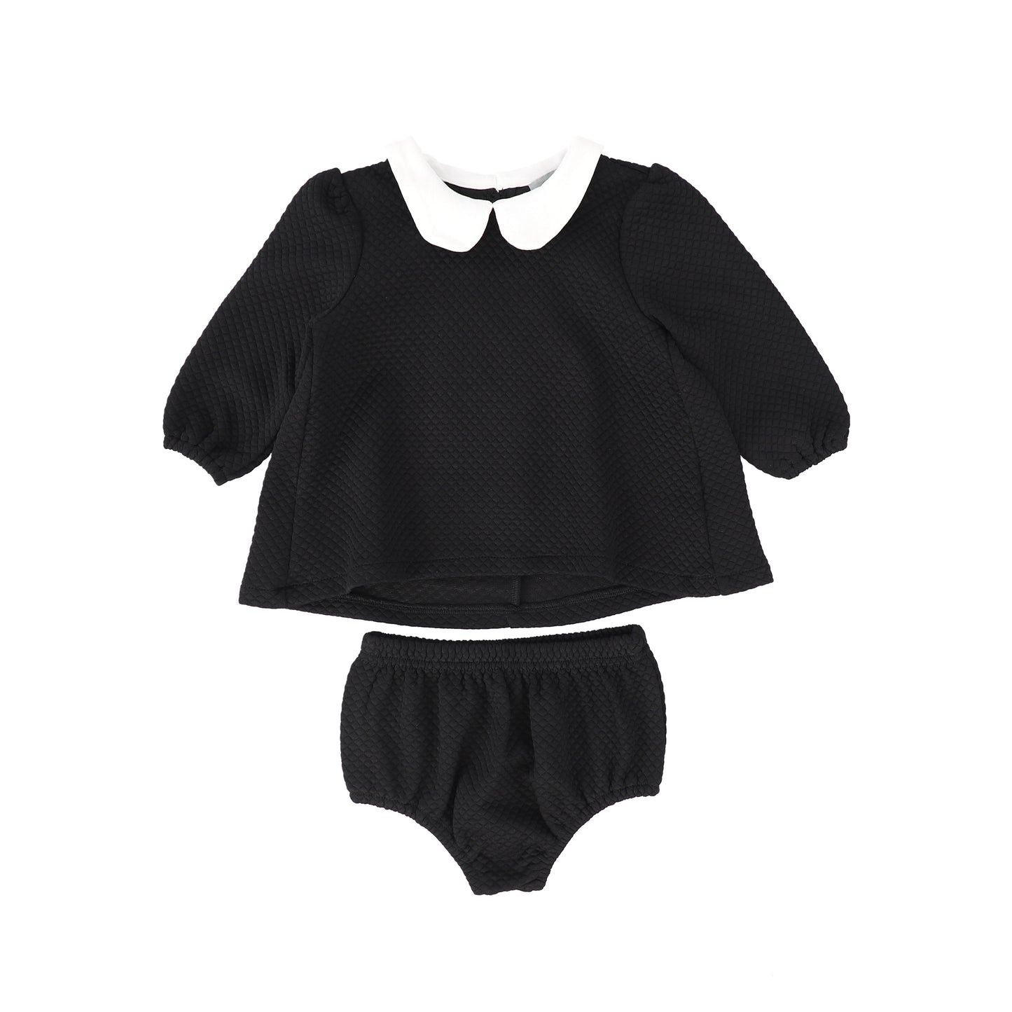 BACE COLLECTION BLACK QUILTED PETER PAN COLLARED SET [Final Sale]