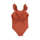 WATER CLUB RUST RIBBED SCALLOP TRIM SWIMSUIT