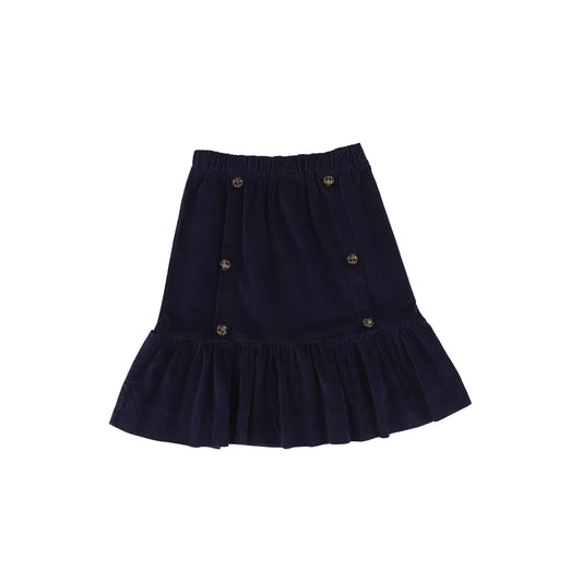 PHIL AND PHOEBE NAVY CORDUROY BOTTOM TIER SKIRT [FINAL SALE]