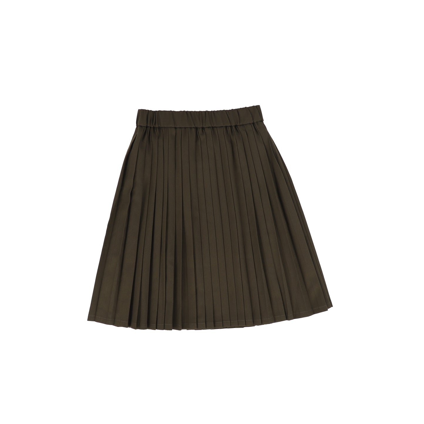 LILOU HUNTER GREEN WOOL PLEATED WAISTED SKIRT [FINAL SALE]