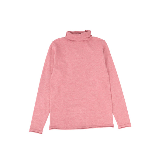 LILOU PINK FLAT KNIT TURTLENECK