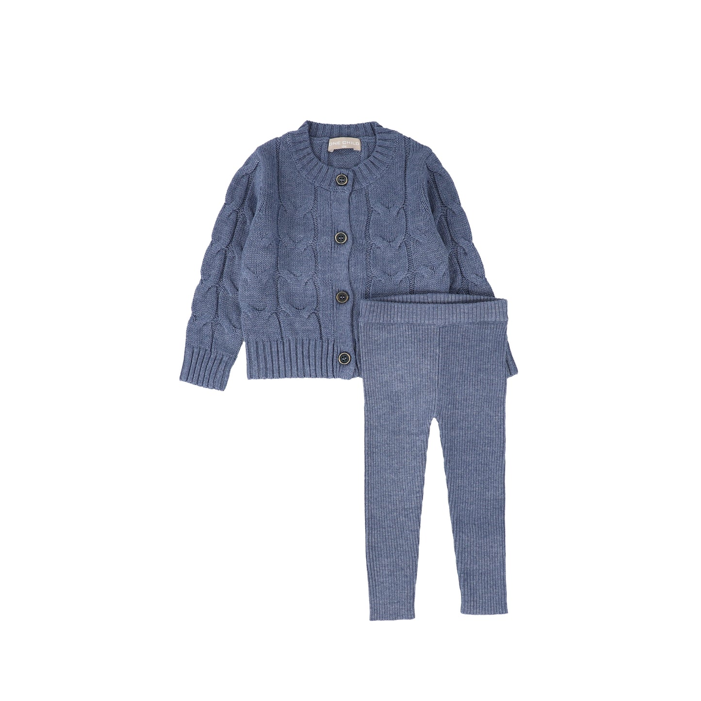 ONE CHILD BLUE CABLE KNIT CARDIGAN SET [FINAL SALE]