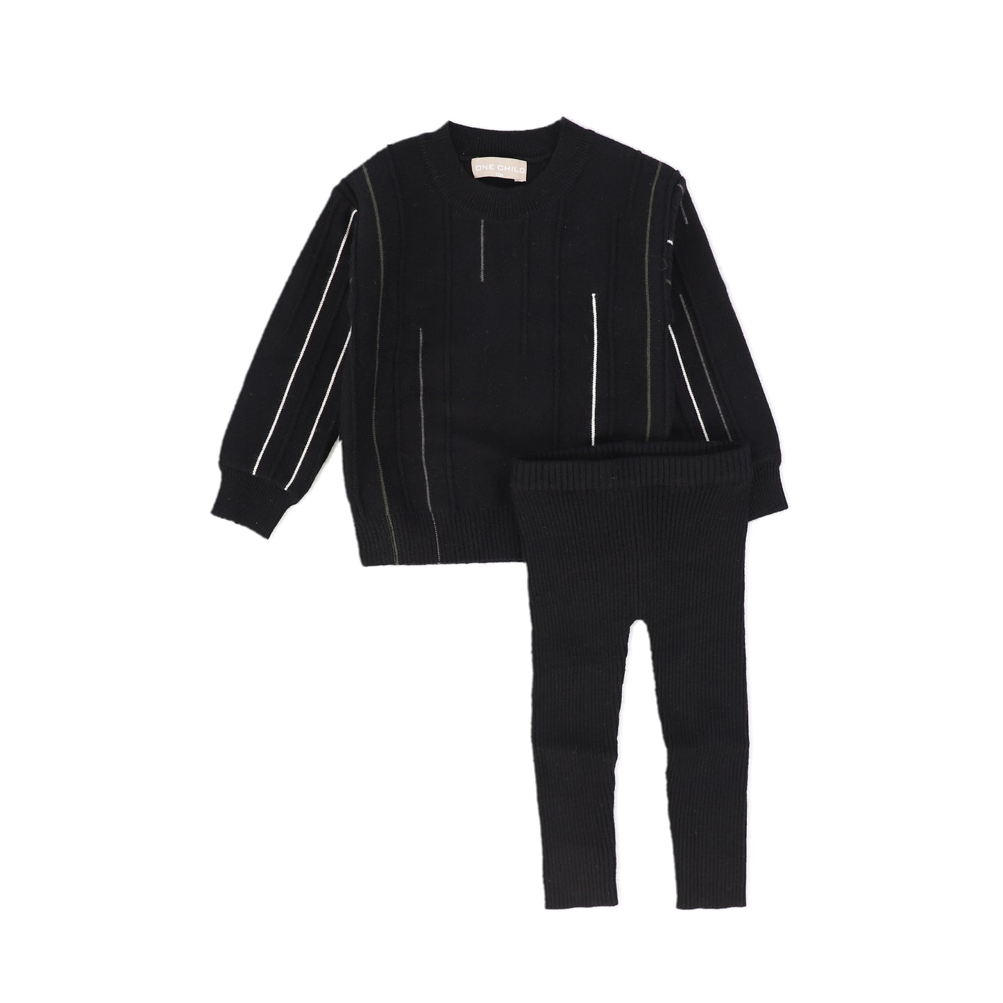 ONE CHILD BLACK COLORED LINE DETAIL SWEATER SET [FINAL SALE]