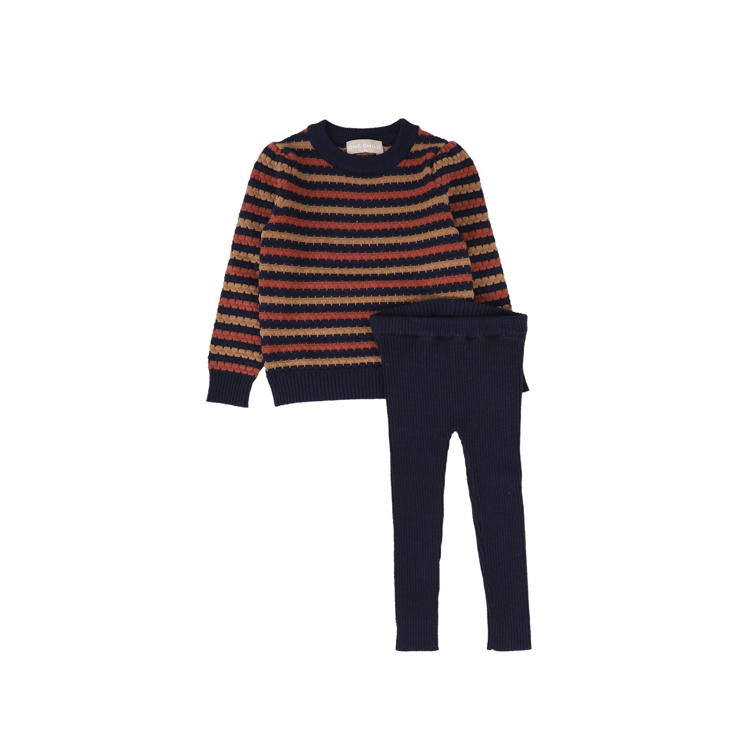 ONE CHILD BROWN/NAVY STRIPED KNIT SET [FINAL SALE]