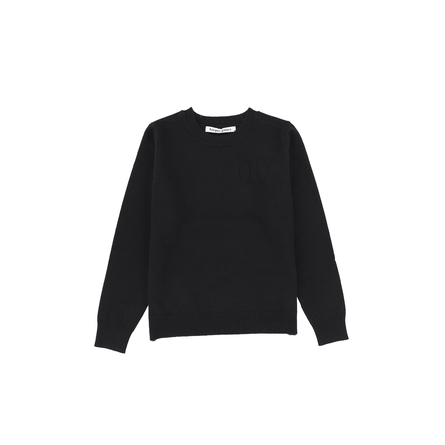 HARPER JAMES BLACK LETTER PATCH CREW NECK SWEATER [FINAL SALE]