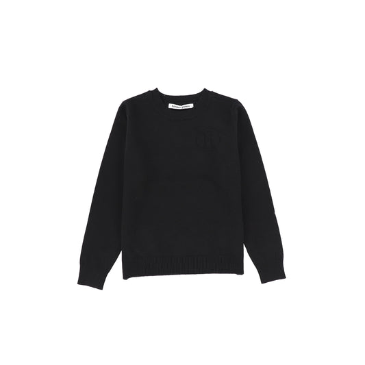 HARPER JAMES BLACK LETTER PATCH CREW NECK SWEATER [FINAL SALE]