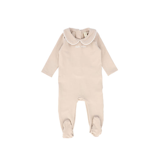 Bebe Jolee Beige Worded Footie [FINAL SALE]