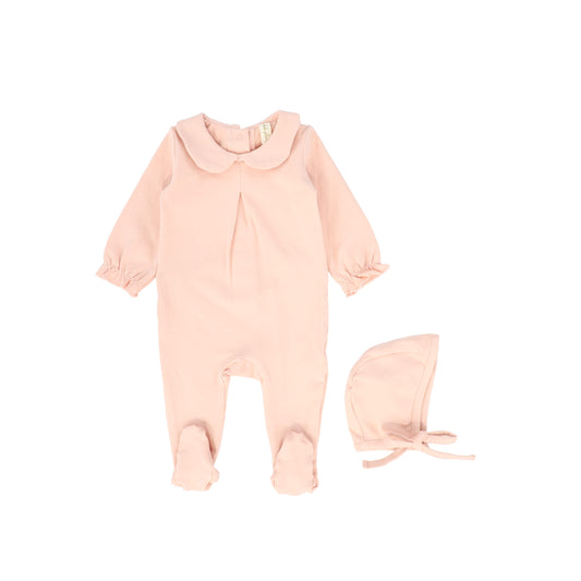 Bebe Jolee Peach Button Detail Footie With Bonnet [FINAL SALE]