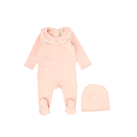 Bebe Jolee Peach Worded Footie With Beanie [FINAL SALE]