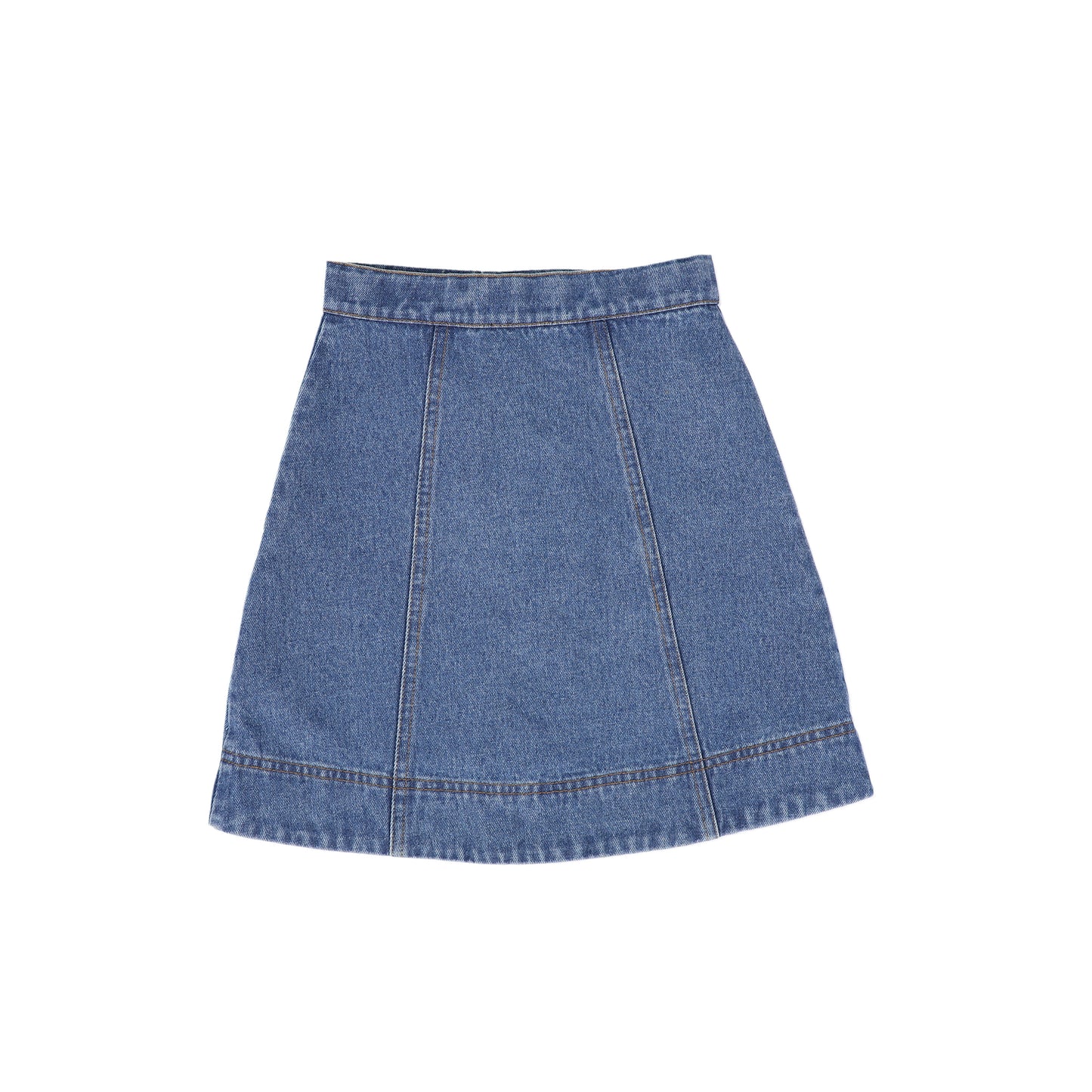 BAMBOO MID BLUE DENIM BUTTON SKIRT