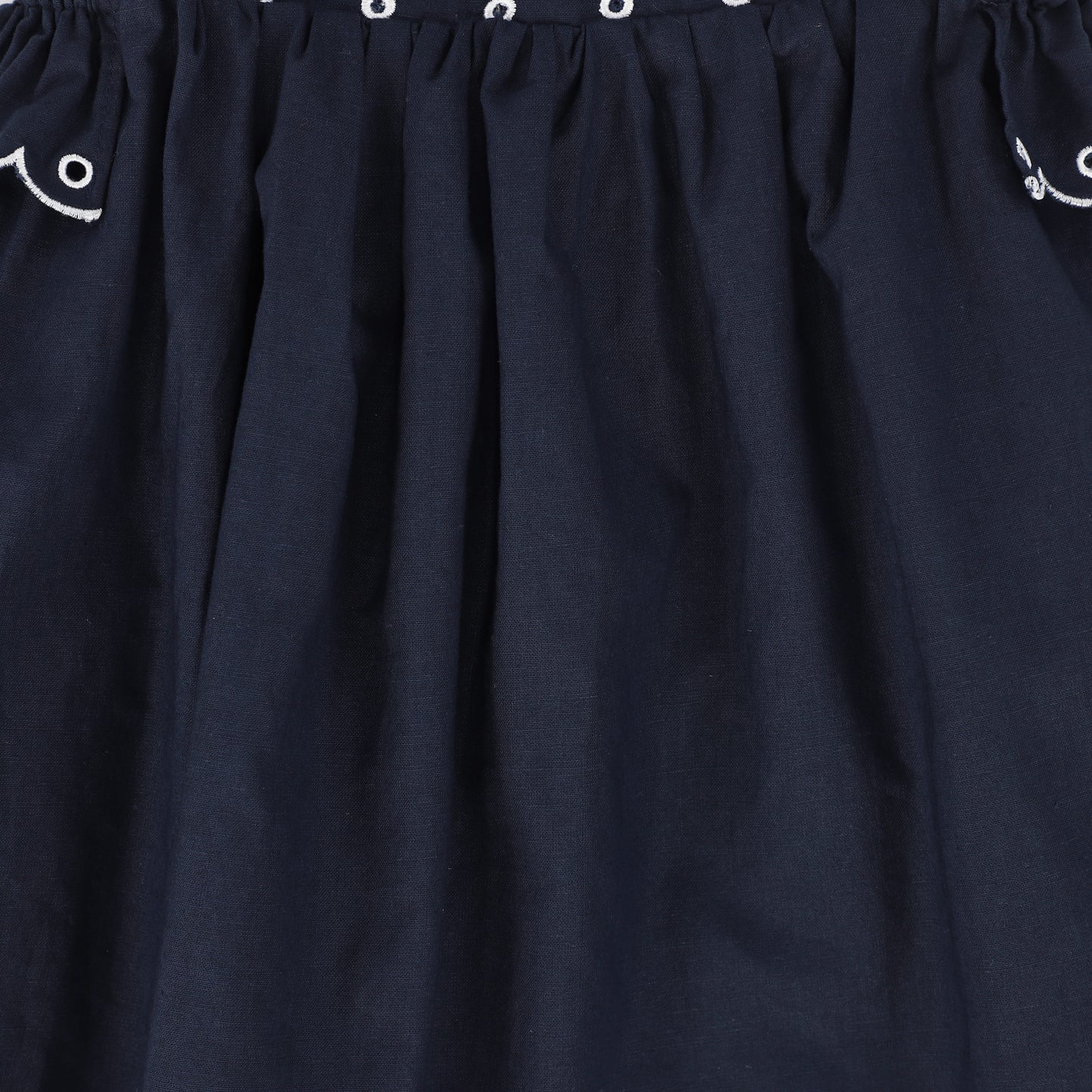 BAMBOO NAVY SCALLOP EYELET DRESS