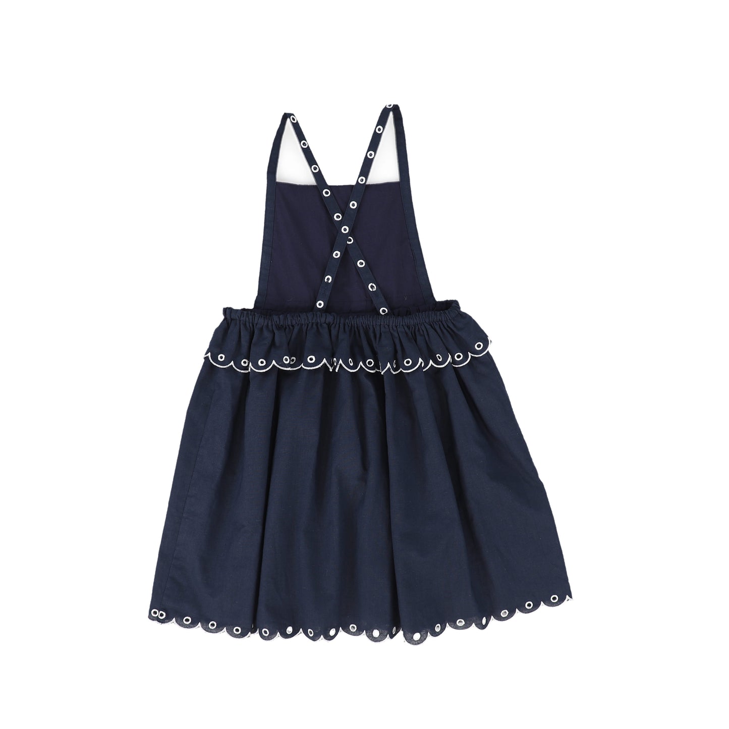 BAMBOO NAVY SCALLOP EYELET DRESS