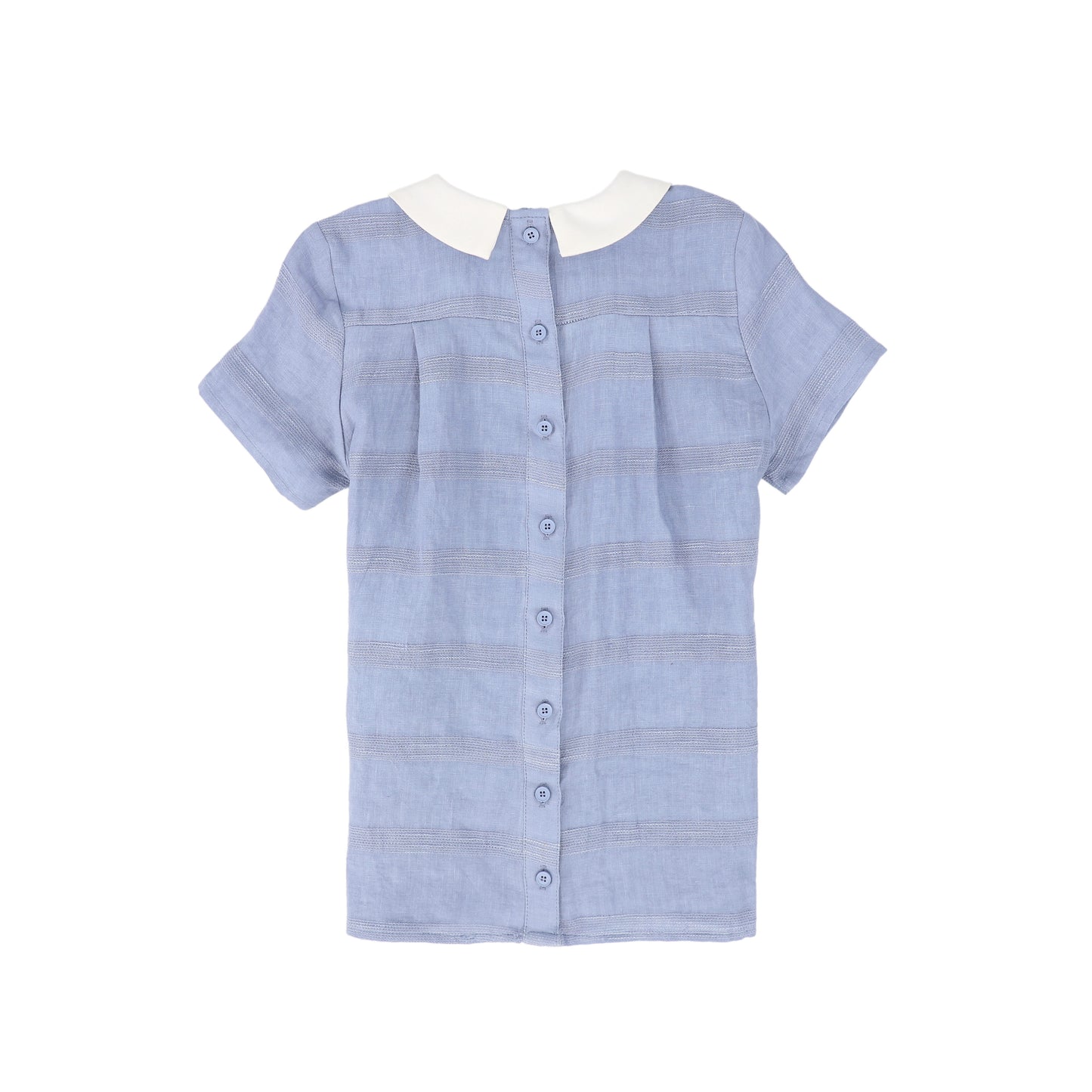 LE BOURDON BLUE TEXTURED LINEN BLOUSE