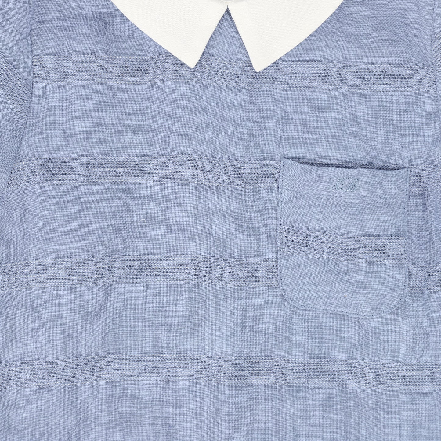 LE BOURDON BLUE TEXTURED LINEN BLOUSE